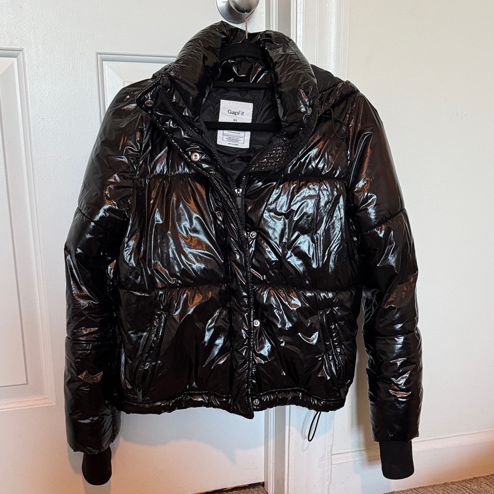 GAP Glossy Black Puffer Jacket